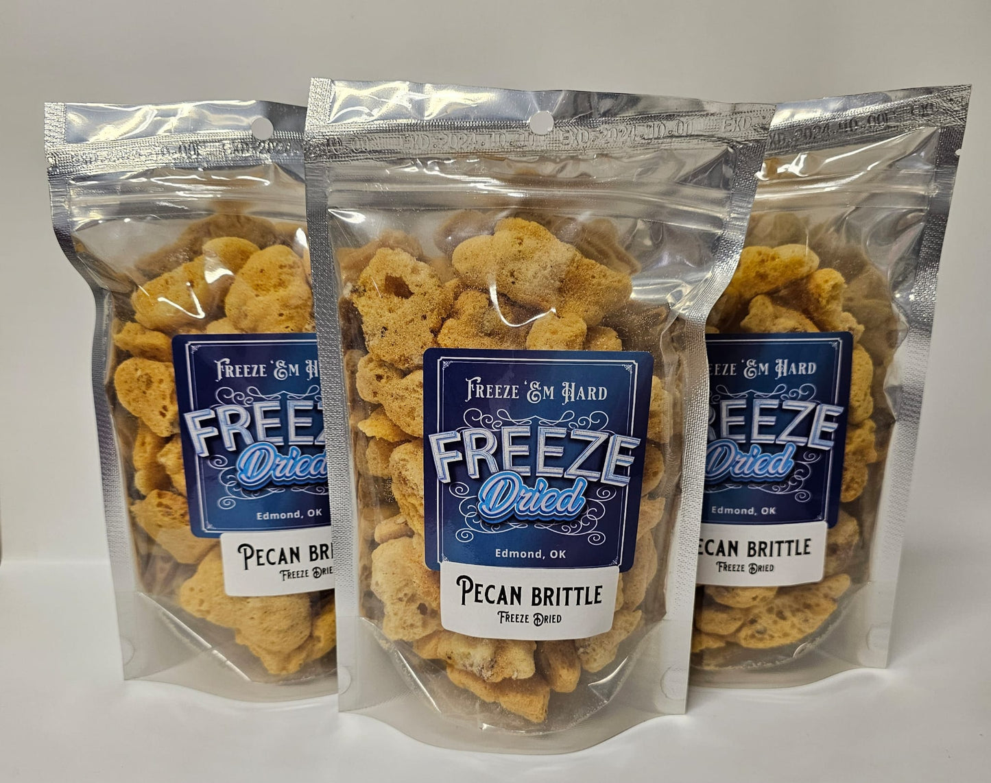 Freeze Dried PECAN BRITTLE PUFFS by Dutch Addictions - Large 6x9 bag