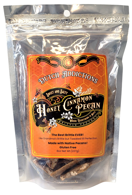 Honey Cinnamon Pecan Brittle - 8oz Crunchy Unique Brittles & GLUTEN FREE By Dutch Addictions