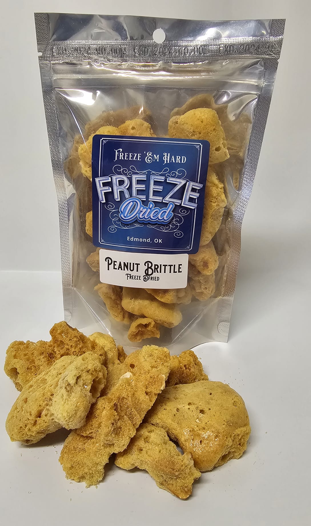 Peanut Brittle Freeze Dried by Dutch Addictions - Large 6x9 Bag, Gluten Free