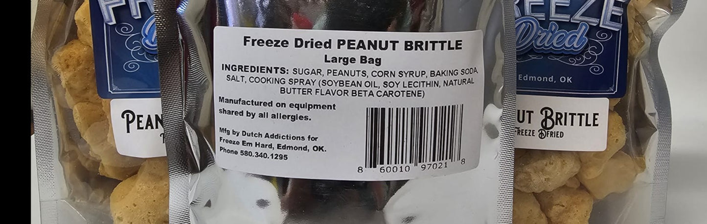 Peanut Brittle Freeze Dried by Dutch Addictions - Large 6x9 Bag, Gluten Free